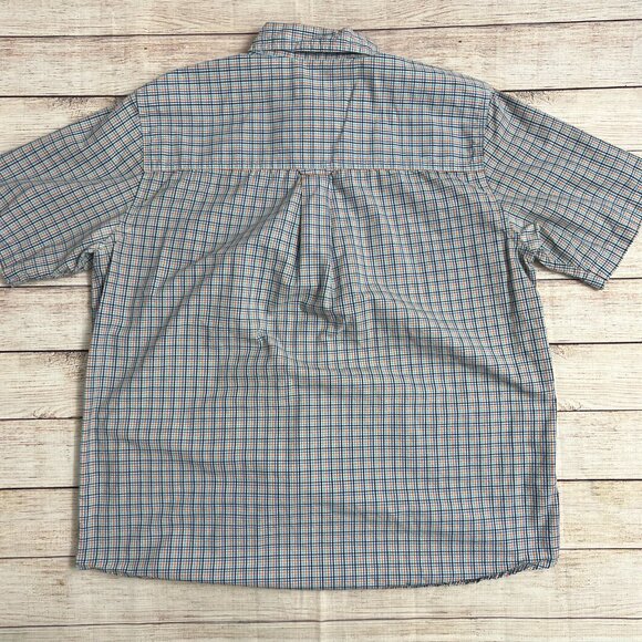 Chaps Men's Large Short Sleeve Button Down Shirt Plaid Easy Care Multicolor - Picture 2 of 10